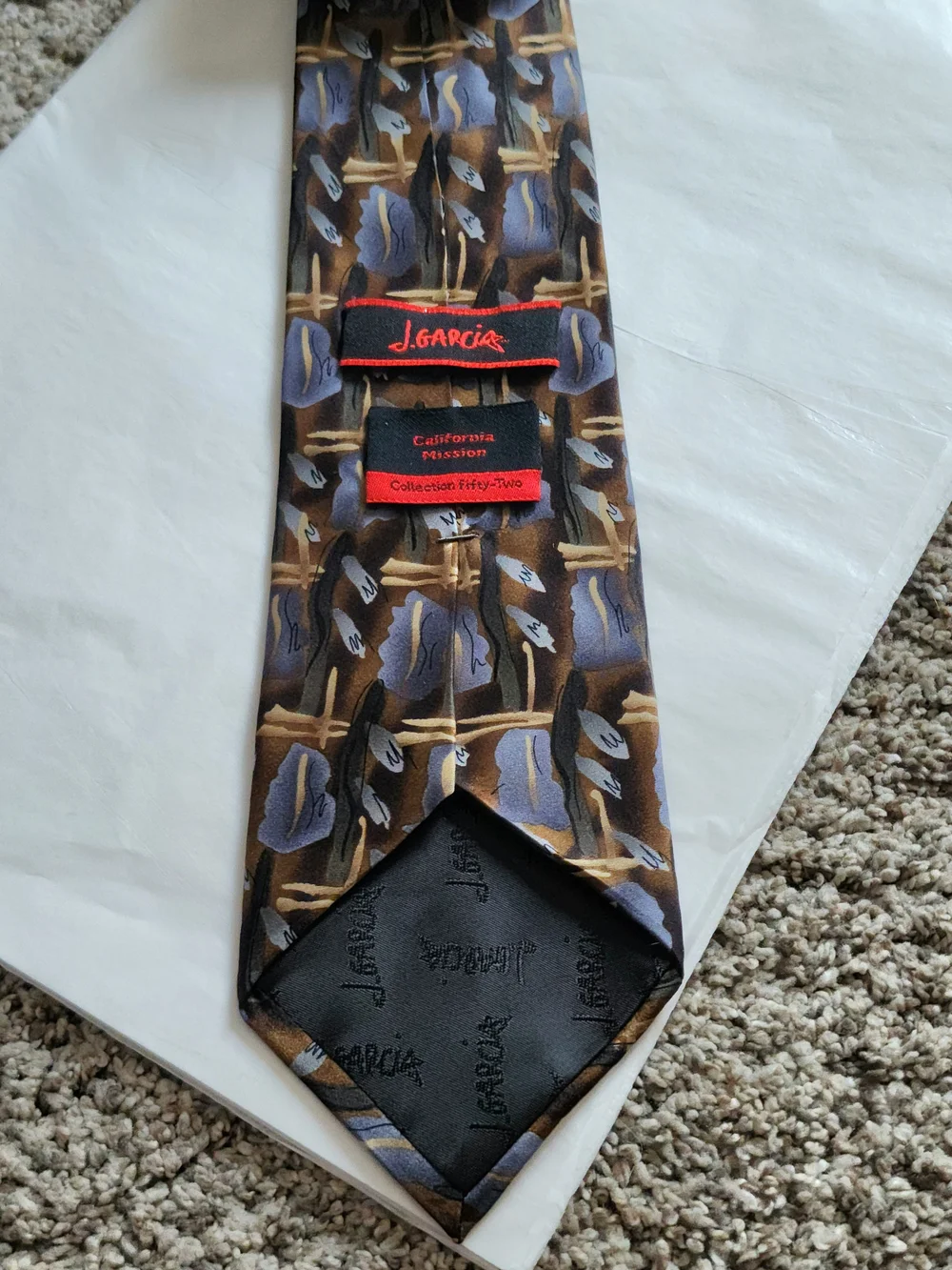 J. Garcia California Mission Silk Tie Collection Fifty-Two Brown Gold